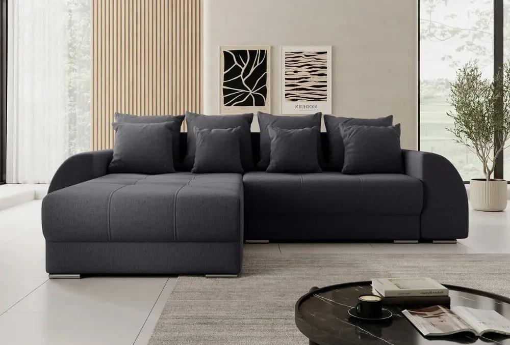 Colțar extensibil dumonde cu ladă de depozitare si sezut confortabil din spuma high-density, Verona Enjoy Grafit 290x185 cm