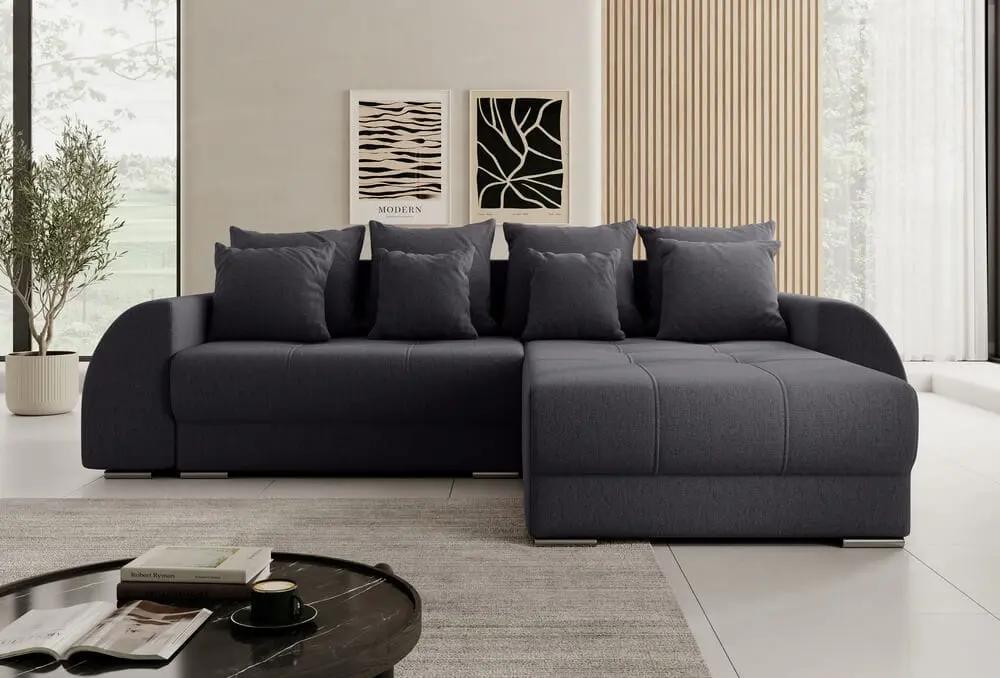 Colțar extensibil dumonde cu ladă de depozitare si sezut confortabil din spuma high-density, Verona Enjoy Grafit II 290x185 cm