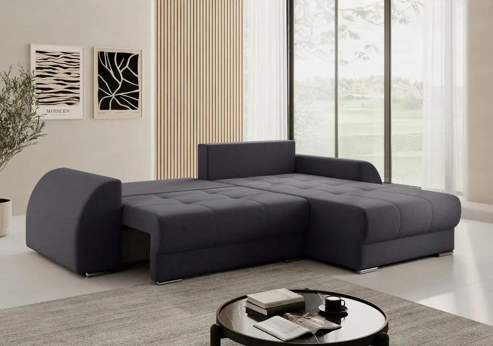 Colțar extensibil dumonde cu ladă de depozitare si sezut confortabil din spuma high-density, Verona Enjoy Grafit II 290x185 cm
