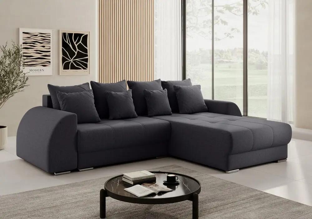 Colțar extensibil dumonde cu ladă de depozitare si sezut confortabil din spuma high-density, Verona Enjoy Grafit II 290x185 cm