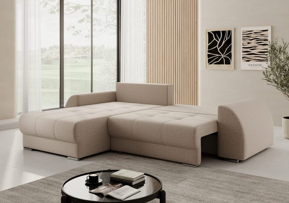 Colțar extensibil dumonde cu ladă de depozitare si sezut confortabil din spuma high-density, Verona Enjoy Antracit II 290x185 cm