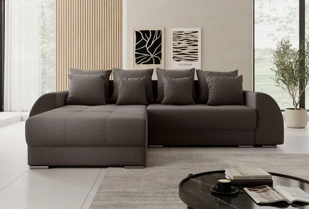 Colțar extensibil dumonde cu ladă de depozitare si sezut confortabil din spuma high-density, Verona Enjoy Kaki 290x185 cm
