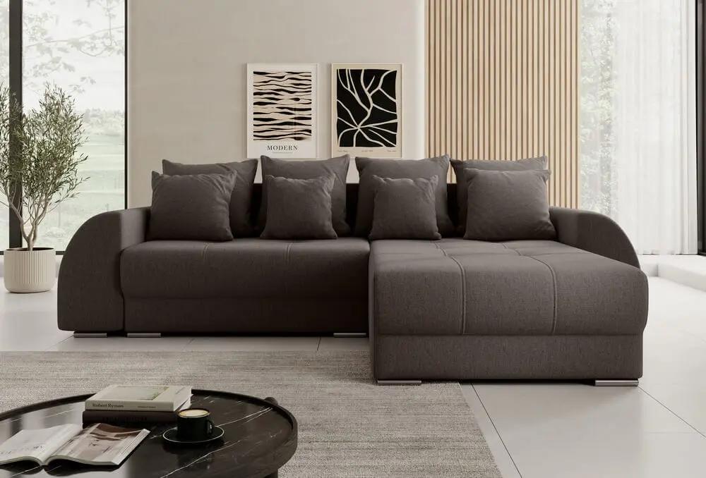 Colțar extensibil dumonde cu ladă de depozitare si sezut confortabil din spuma high-density, Verona Enjoy Kaki II 290x185 cm