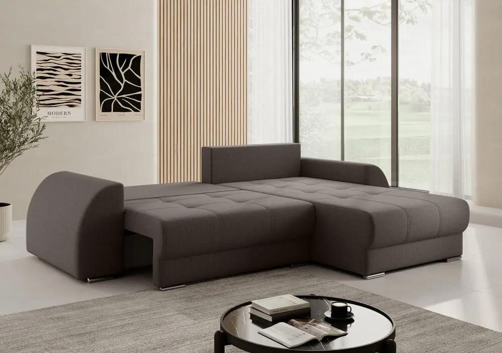 Colțar extensibil dumonde cu ladă de depozitare si sezut confortabil din spuma high-density, Verona Enjoy Kaki II 290x185 cm