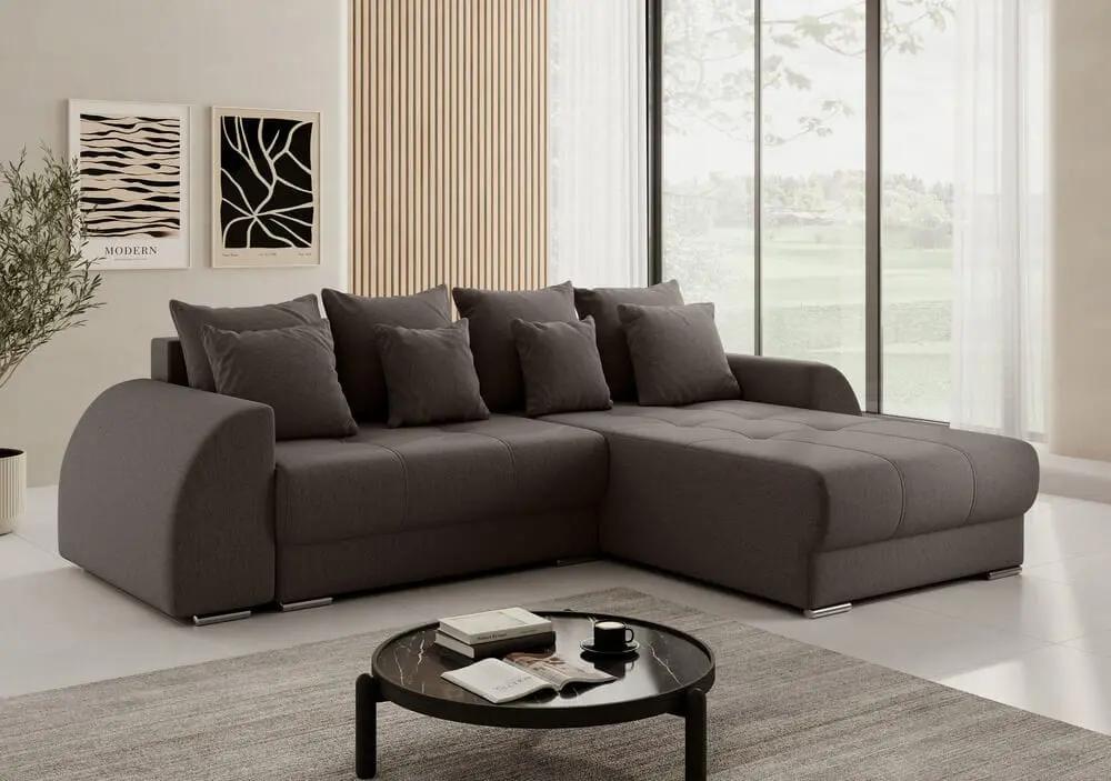Colțar extensibil dumonde cu ladă de depozitare si sezut confortabil din spuma high-density, Verona Enjoy Kaki II 290x185 cm