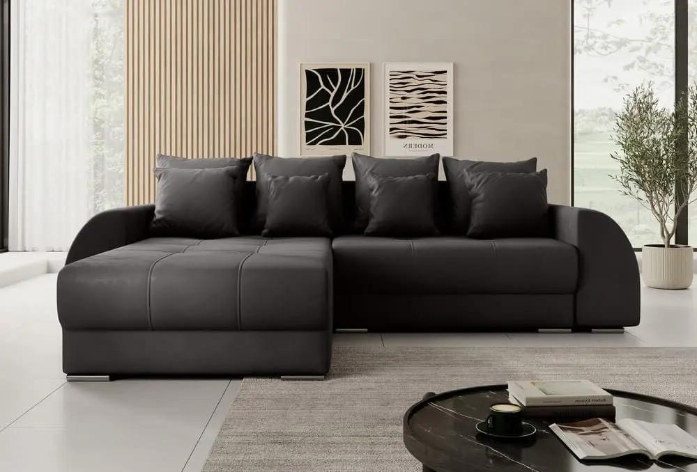 Colțar extensibil dumonde cu ladă de depozitare si sezut confortabil din spuma high-density, Verona Antracit 290x185 cm