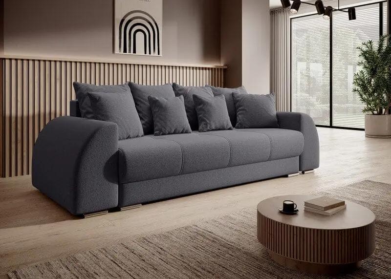 Canapea extensibilă dumonde cu ladă de depozitare si sezut confortabil din spuma high-density, Verona Graphite 260x100 cm