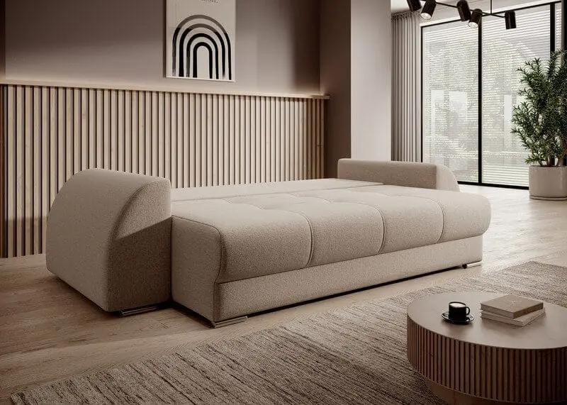 Canapea extensibilă dumonde cu ladă de depozitare si sezut confortabil din spuma high-density, Verona Bej 260x100 cm