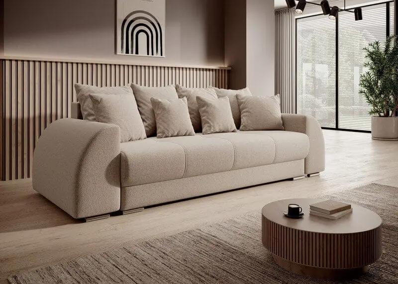 Canapea extensibilă dumonde cu ladă de depozitare si sezut confortabil din spuma high-density, Verona Bej 260x100 cm