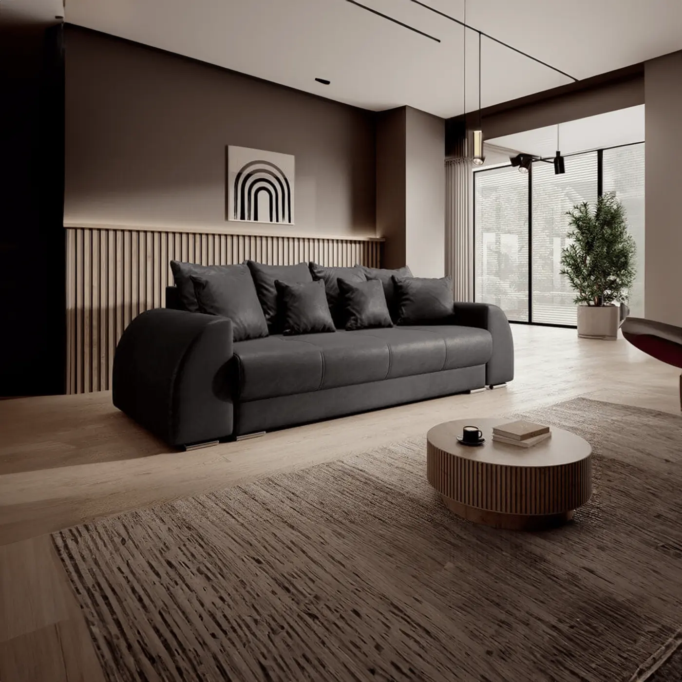 Canapea extensibilă dumonde cu ladă de depozitare si sezut confortabil din spuma high-density, Verona Antracit 260x100 cm