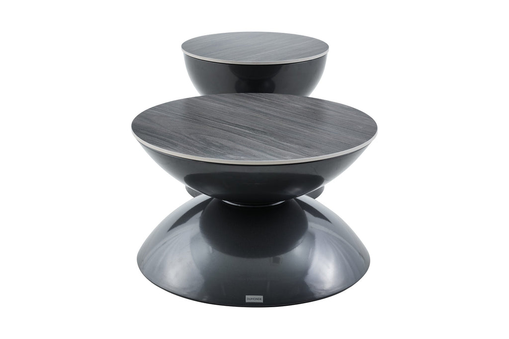 Set 2 mese dumonde cu picioare metalice si blat ceramic si blat lemn Onyx 70x70 cm