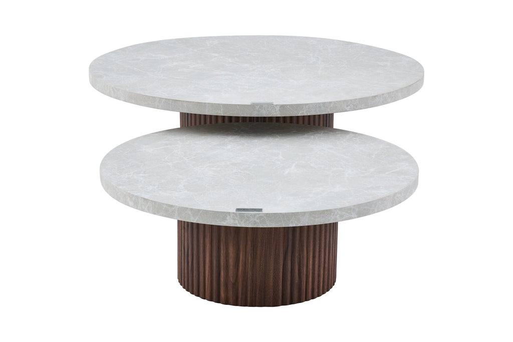 Set 2 mese dumonde picioare metalice si blat ceramic si blat MDF Nexo 60x60 cm
