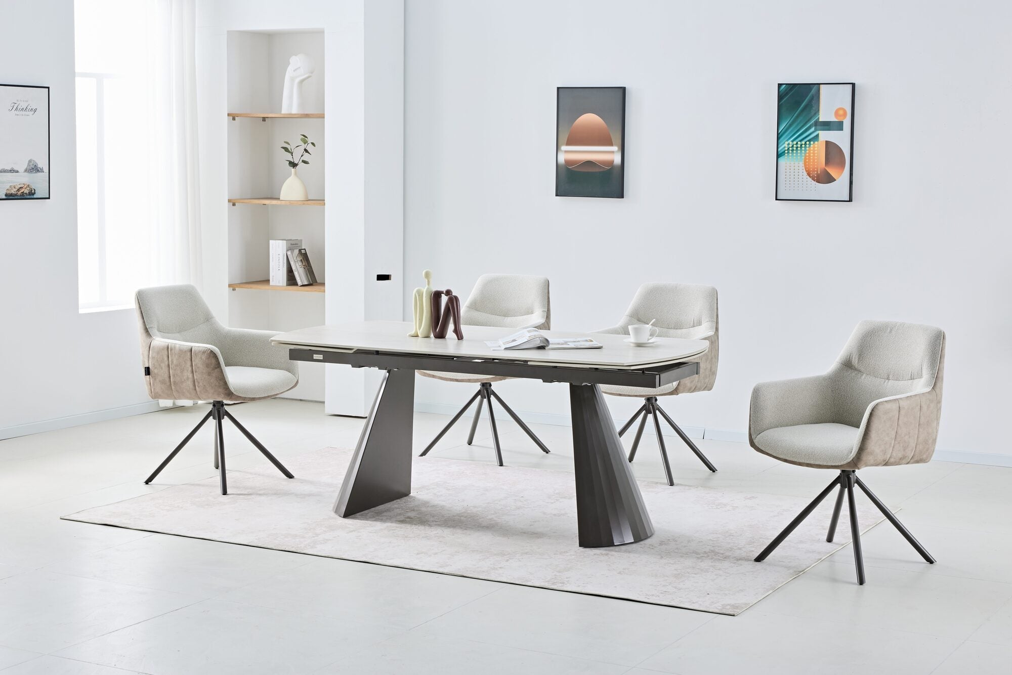 Scaun tapitat cu stofa si picioare metalice Noble 59x65 cm