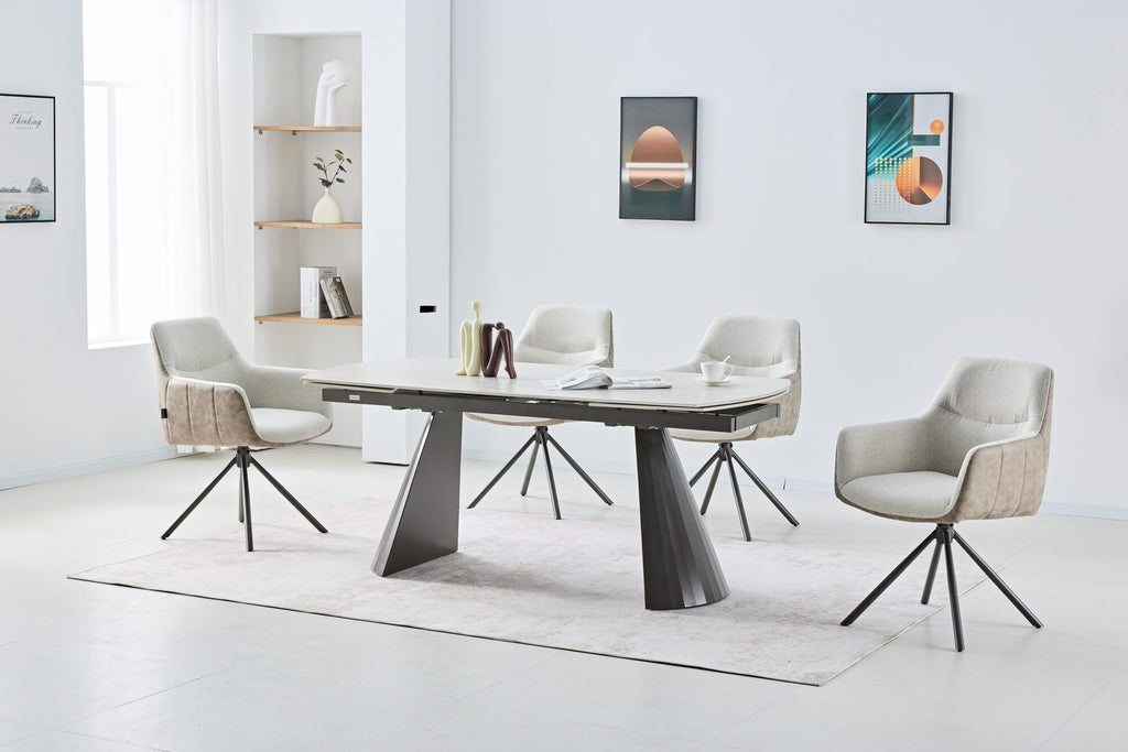 Masa extensibila dumonde cu picioare metalice si blat ceramic si  blat ceramic Oslo 180-260x90 cm