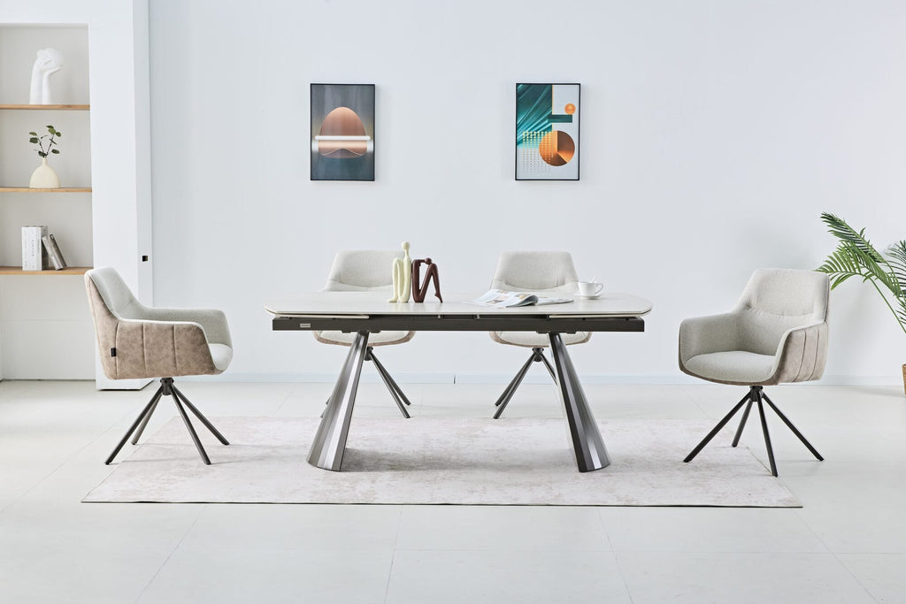 Set masa extensibila dumonde Oslo 180-260x90 cm + 6 scaune Noble 59x65 cm