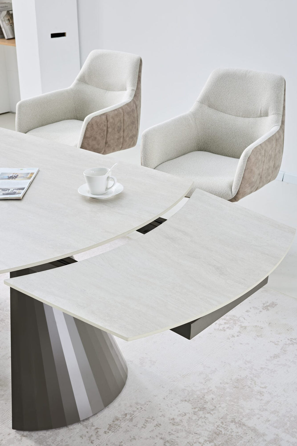 Set masa extensibila dumonde Oslo 180-260x90 cm + 6 scaune Noble 59x65 cm