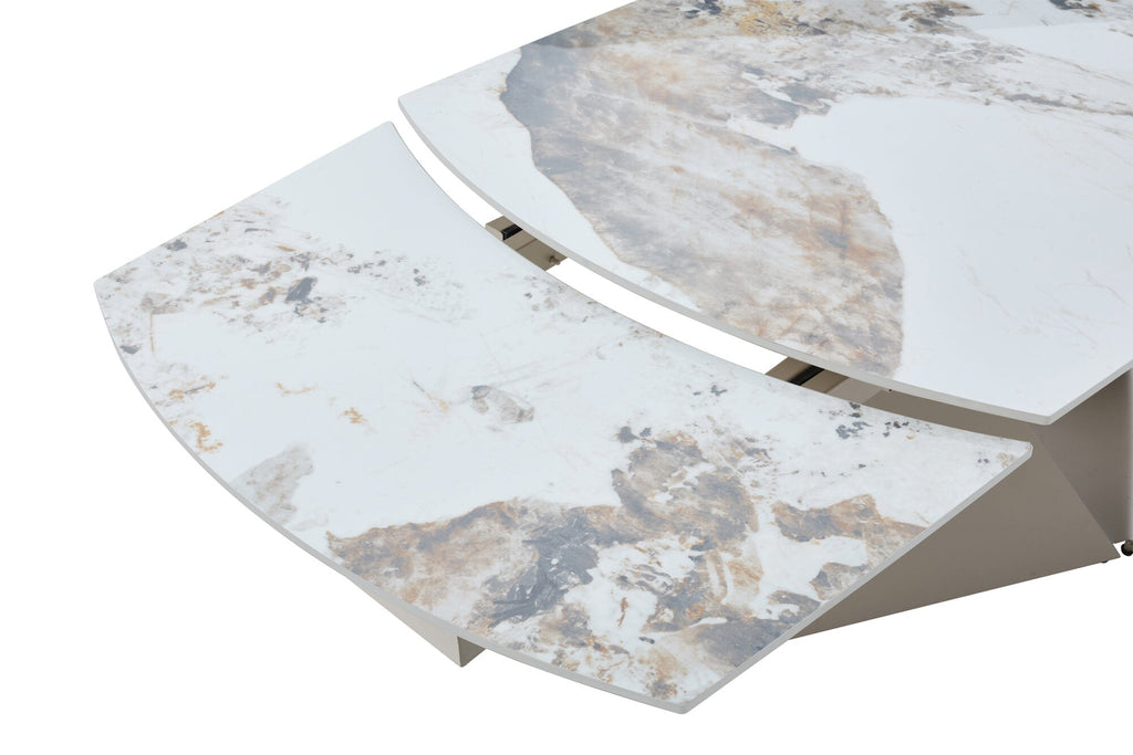 Masa extensibila dumonde cu picioare metalice si blat ceramic Brass 180-260x90 cm