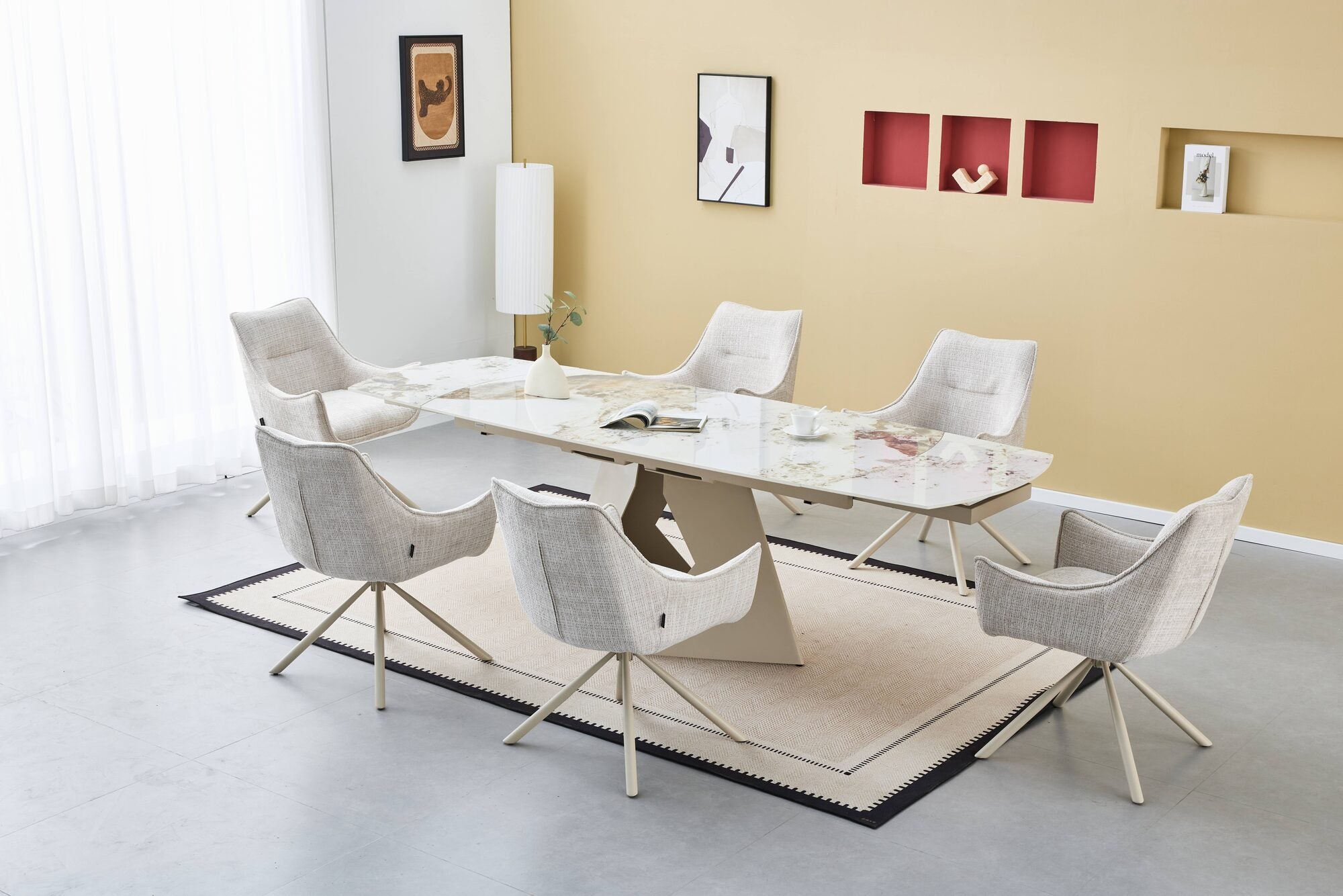 Scaun tapitat cu stofa si picioare metalice Loft 61x64 cm