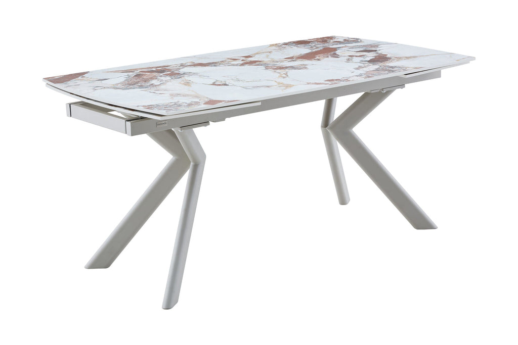 Masa extensibila dumonde cu picioare metalice si blat ceramic Solis 160-240x90 cm