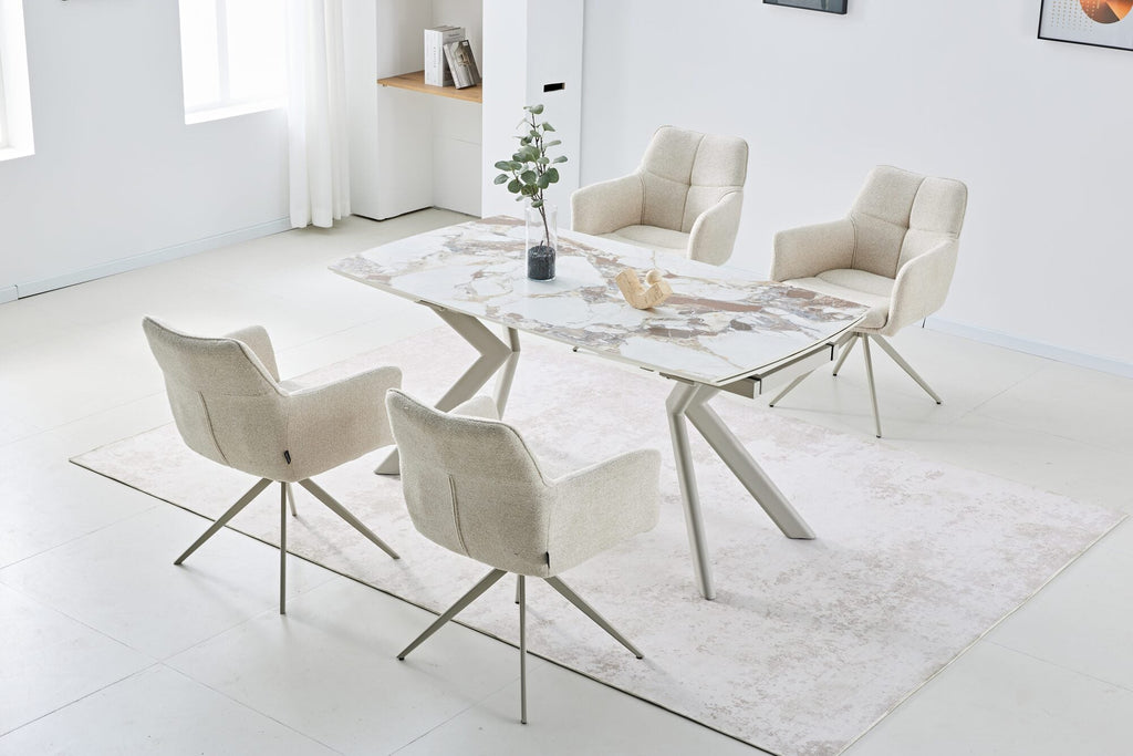 Scaun tapitat cu stofa si picioare metalice Guido 62x84 cm