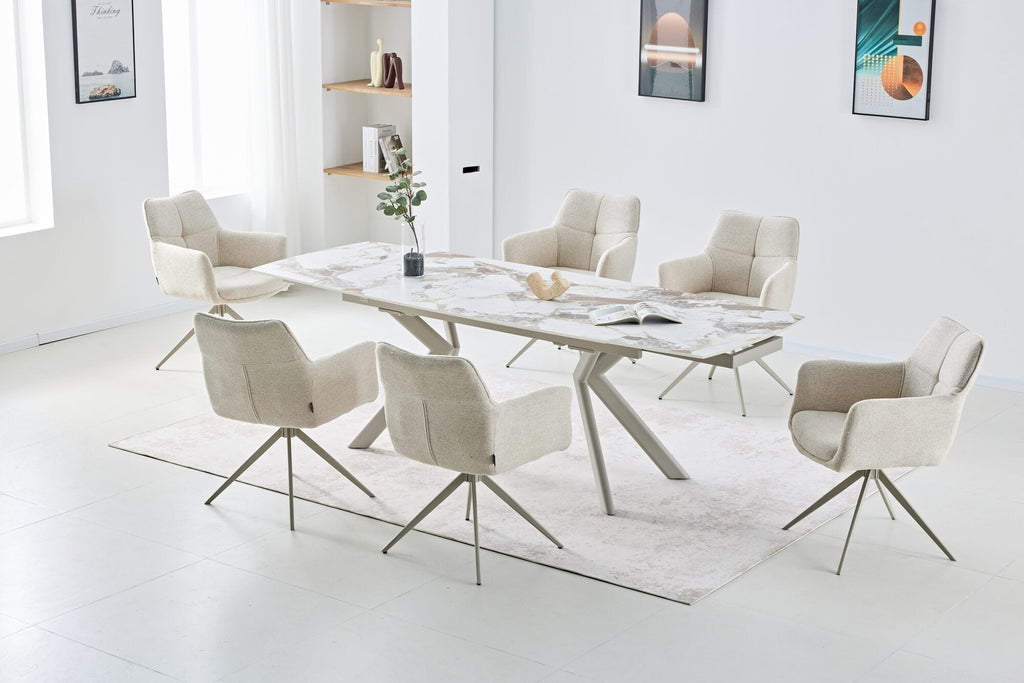 Set masa extensibila dumonde Solis 160-240x90 cm + 6 scaune Guido 62x84 cm