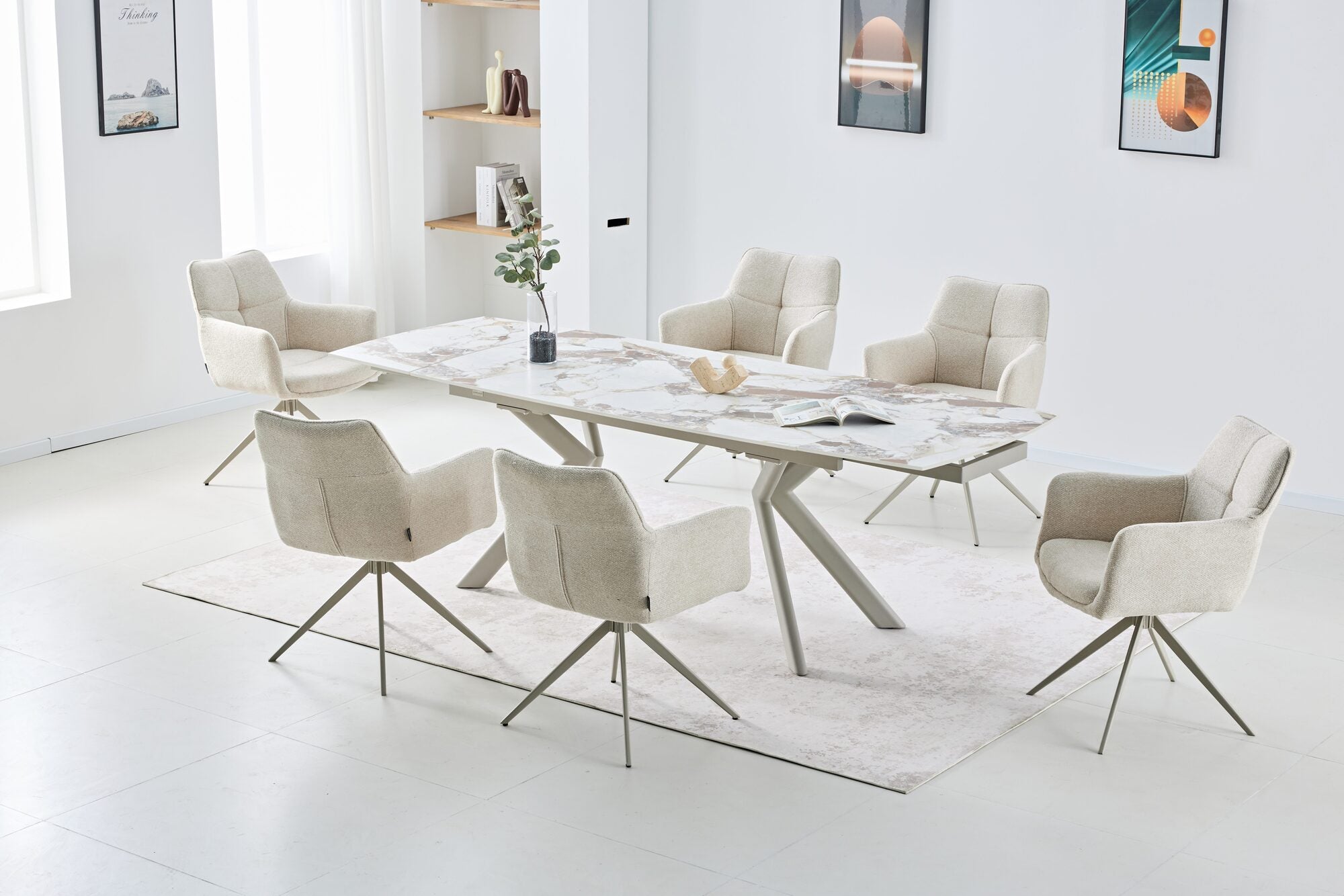 Scaun tapitat cu stofa si picioare metalice Guido 62x84 cm