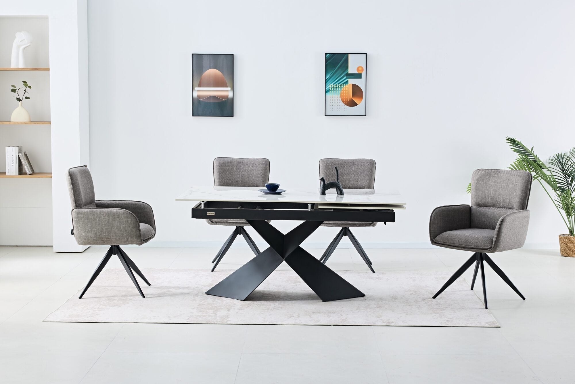 Masa extensibila dumonde picioare metalice si blat ceramic si blat ceramic Noema 160-220x90 cm