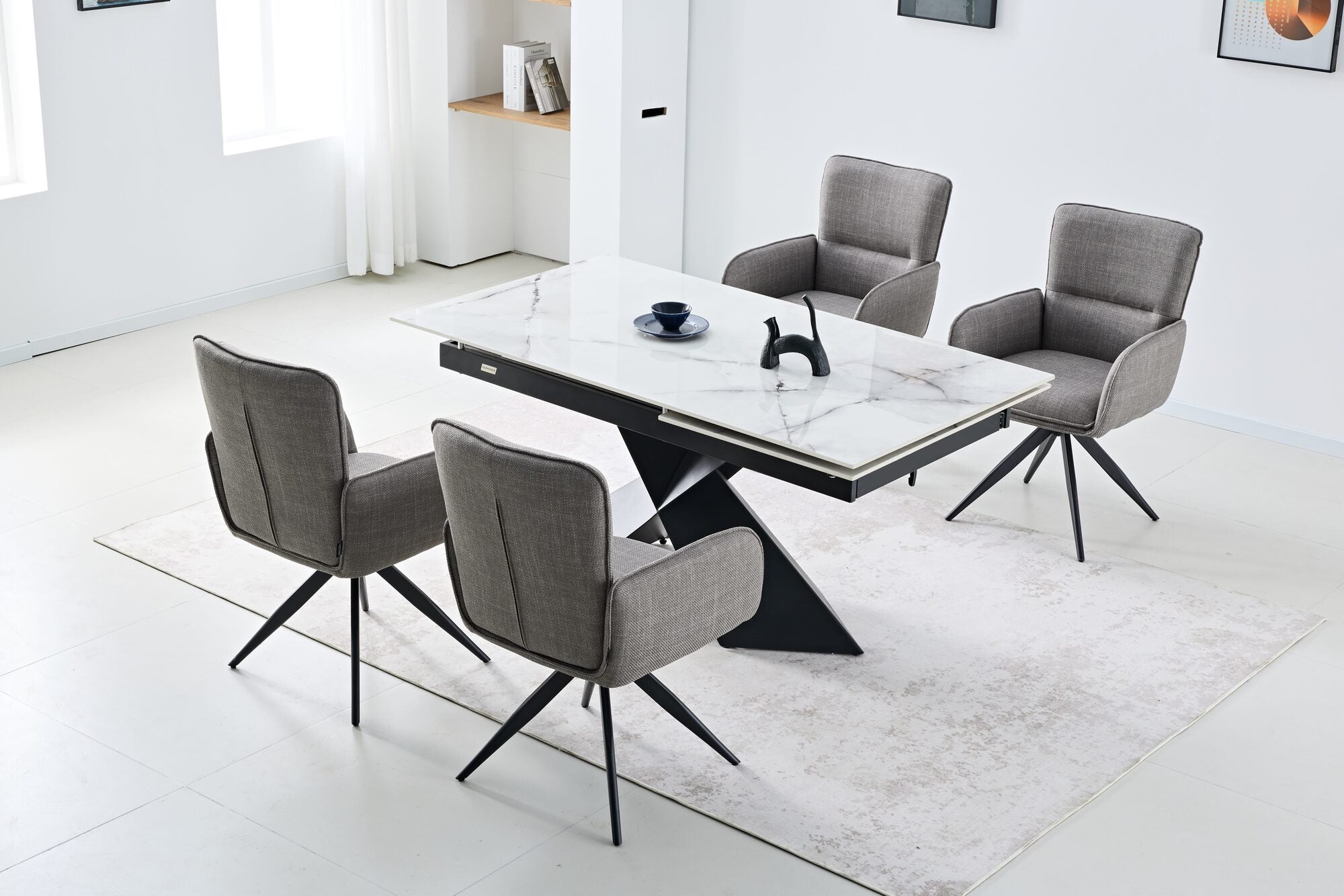 Set masa extensibila dumonde Noema 160-220x90 cm + 6 scaune Flow 59x64 cm
