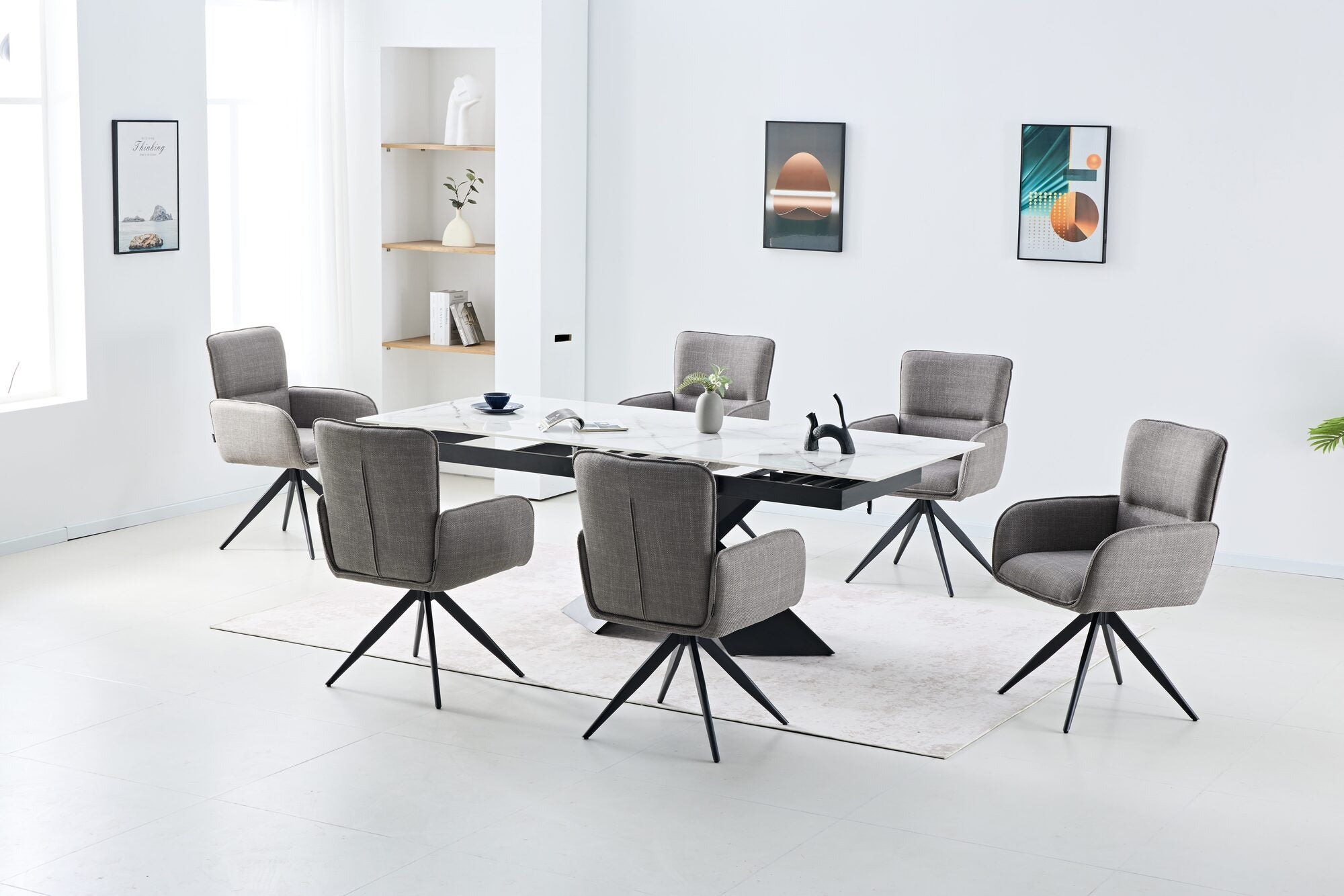 Scaun tapitat cu stofa si picioare metalice Flow 59x64 cm