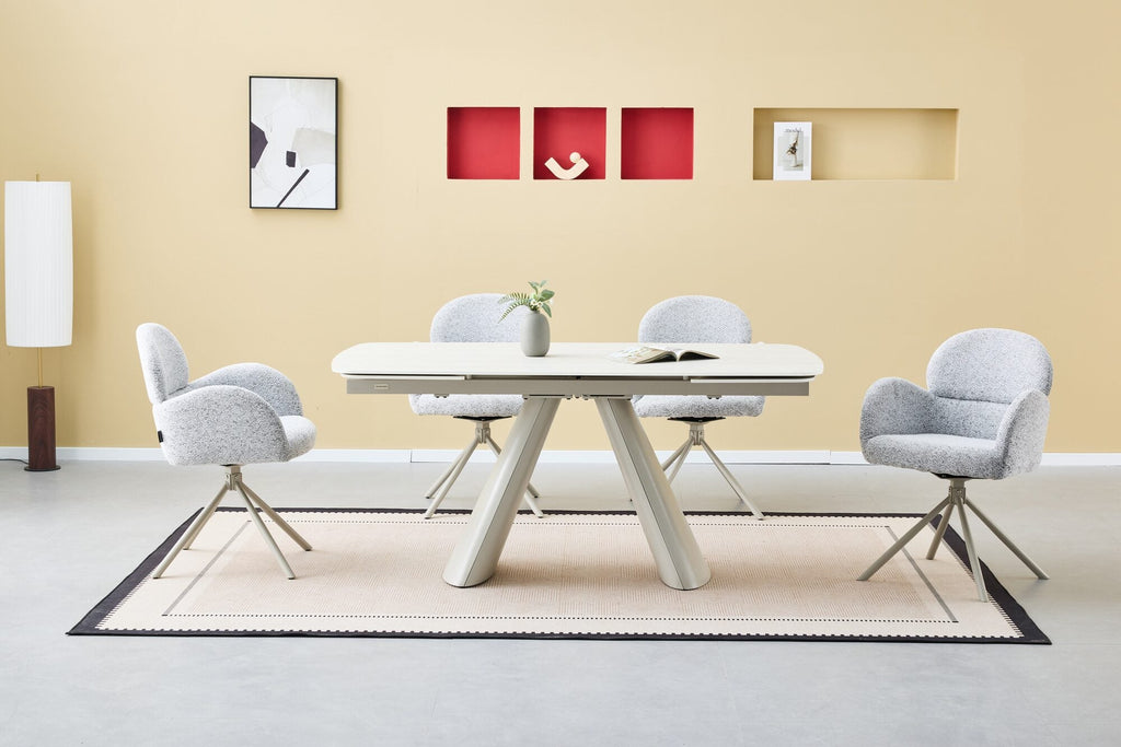 Masa extensibila dumonde cu picioare metalice si blat ceramic Riviera 165-240x90 cm