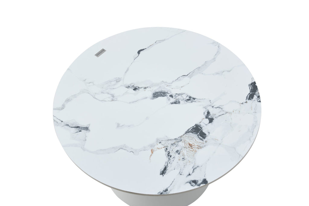 Set 2 mese dumonde cu picioare metalice si blat ceramic Marble 70x70 cm