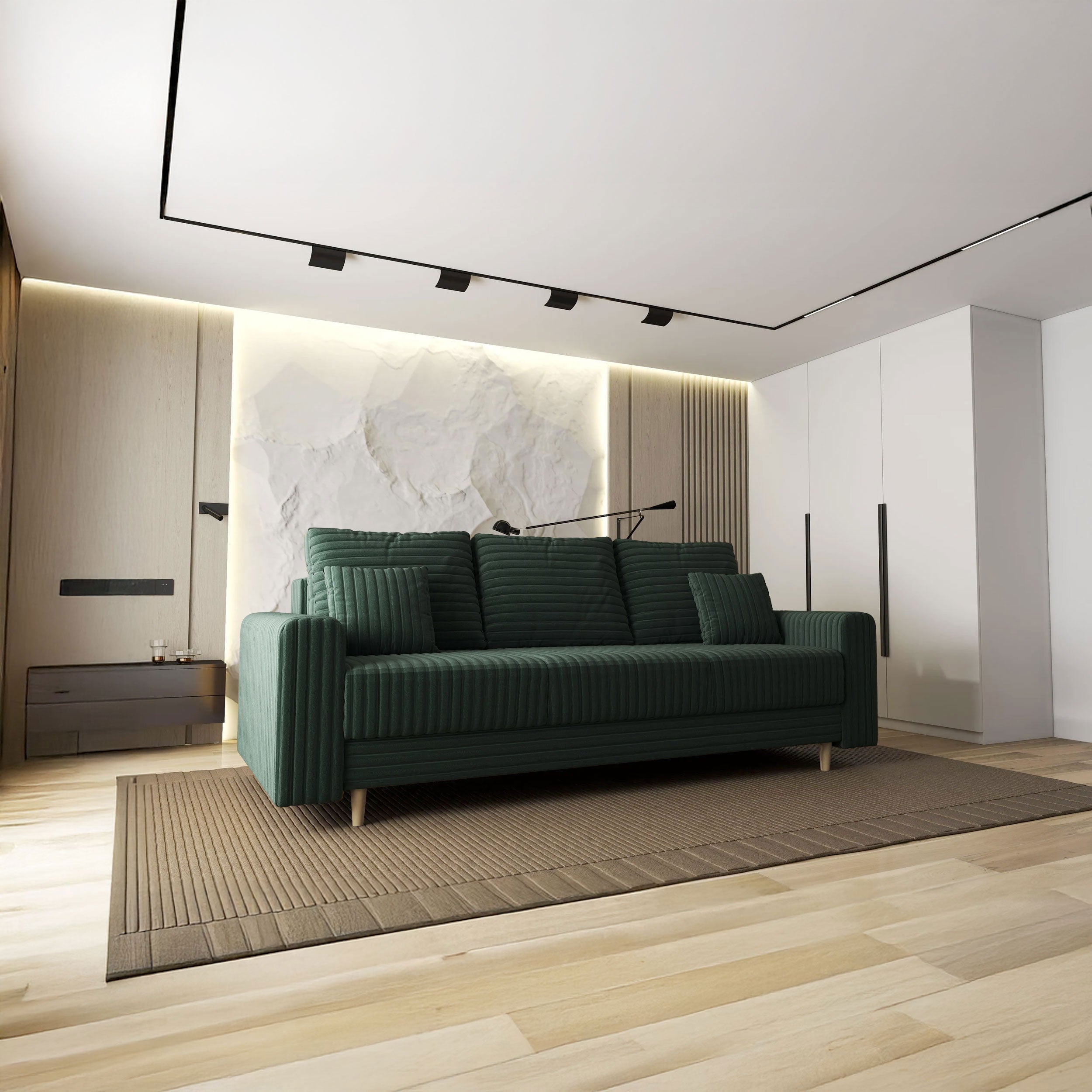 Canapea extensibilă dumonde cu ladă de depozitare si sezut confortabil din spuma high-density, Kronos Ambience Verde 210x100 cm