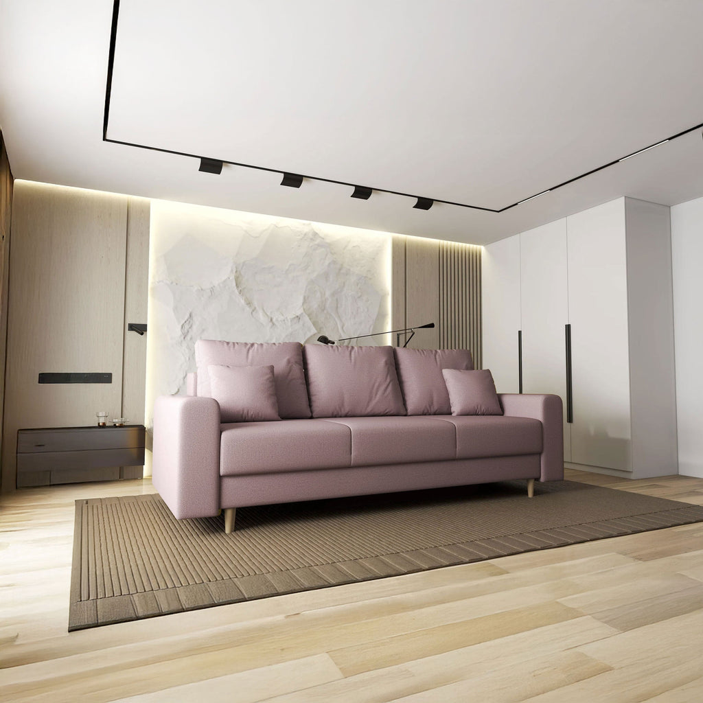 Canapea extensibilă dumonde cu ladă de depozitare si sezut confortabil din spuma high-density, Kronos Enjoy Flamingo 210x100 cm