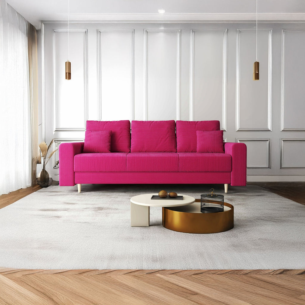 Canapea extensibilă dumonde cu ladă de depozitare si sezut confortabil din spuma high-density, Kronos Zoom Rosu 210x100 cm