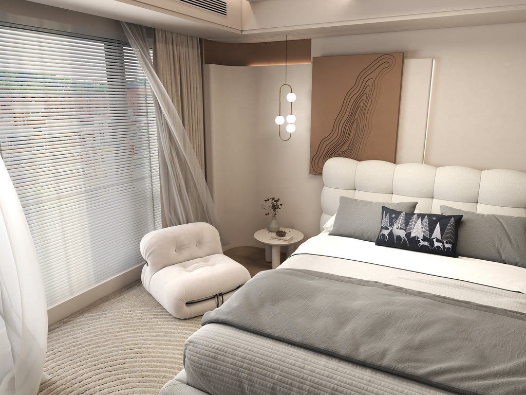Pat dormitor dumonde, tapitat alb cu LED, "floating bed" Cloud 160x200 cm, somiera inclusa