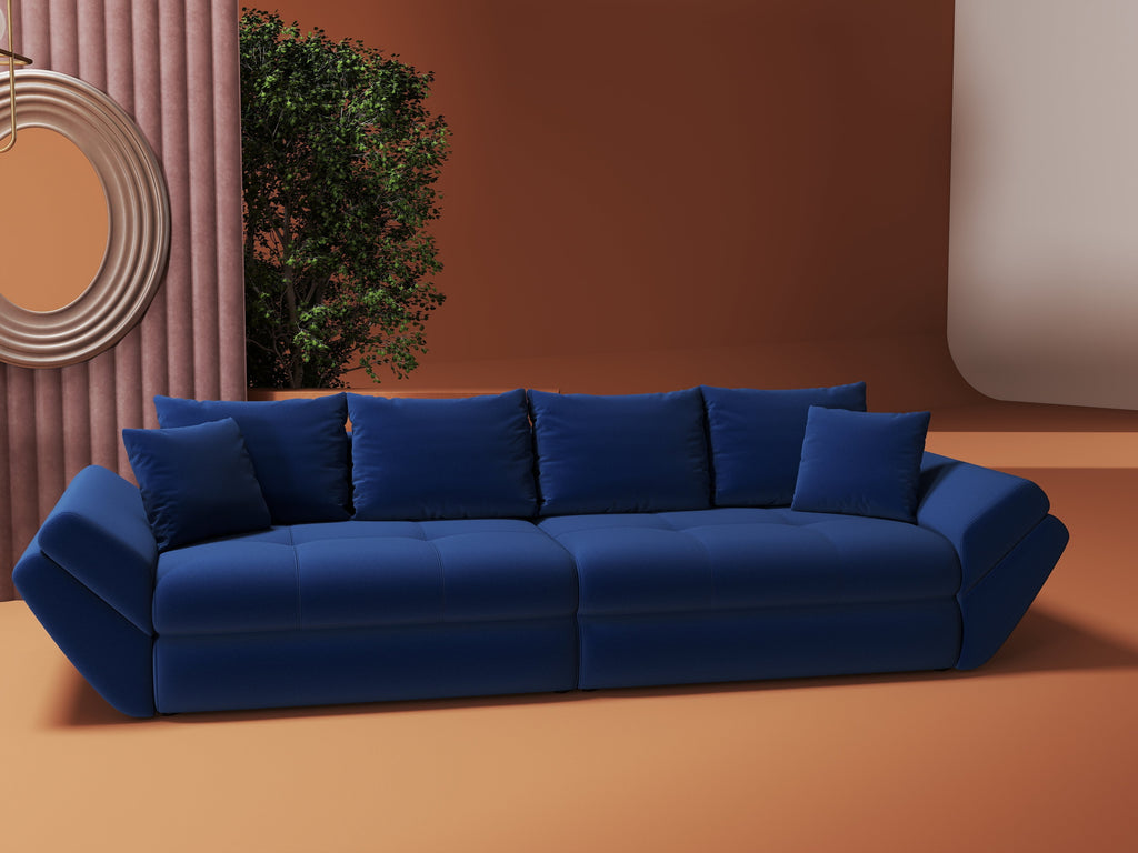 Canapea extensibilă dumonde cu ladă de depozitare si sezut confortabil din spuma high-density, Loana Royal Albastru 300x100 cm