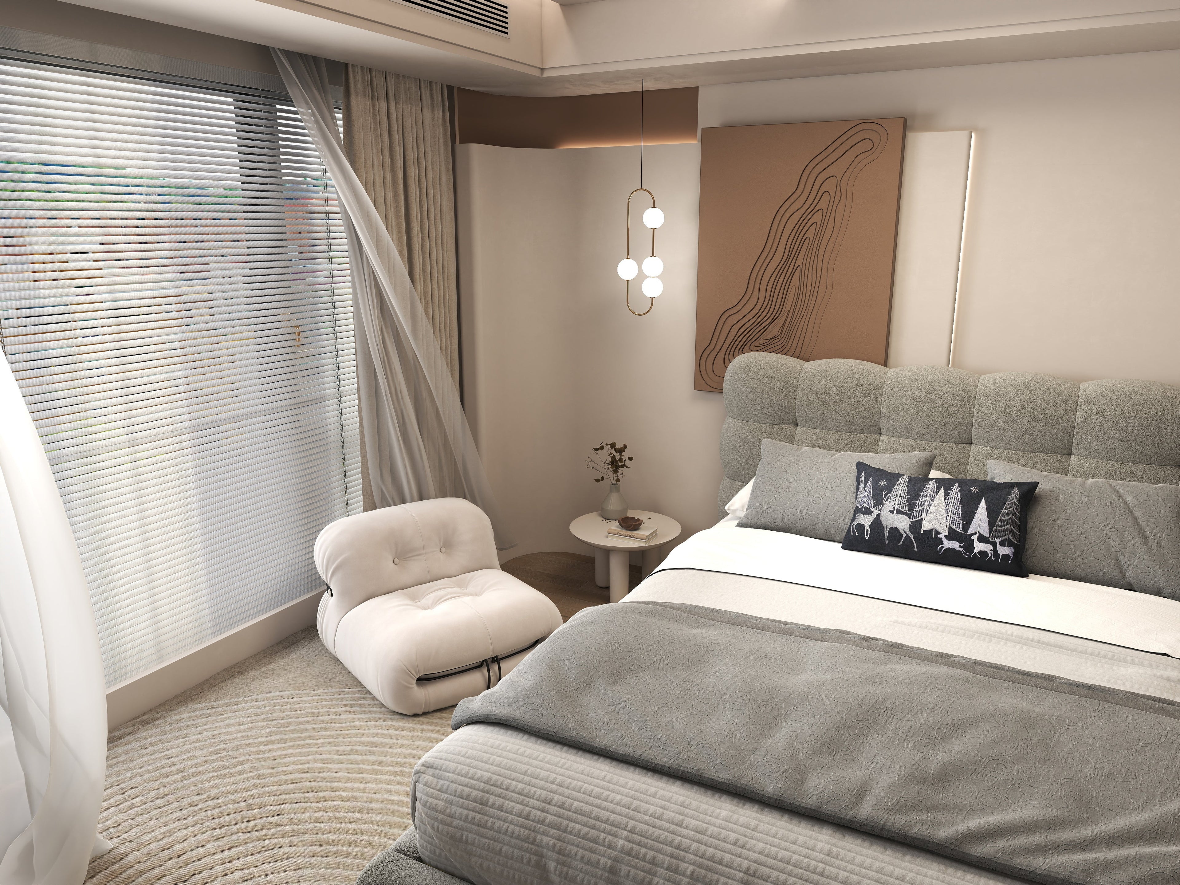 Pat dormitor dumonde, tapitat gri cu LED, "floating bed" Cloud 160x200 cm, somiera inclusa