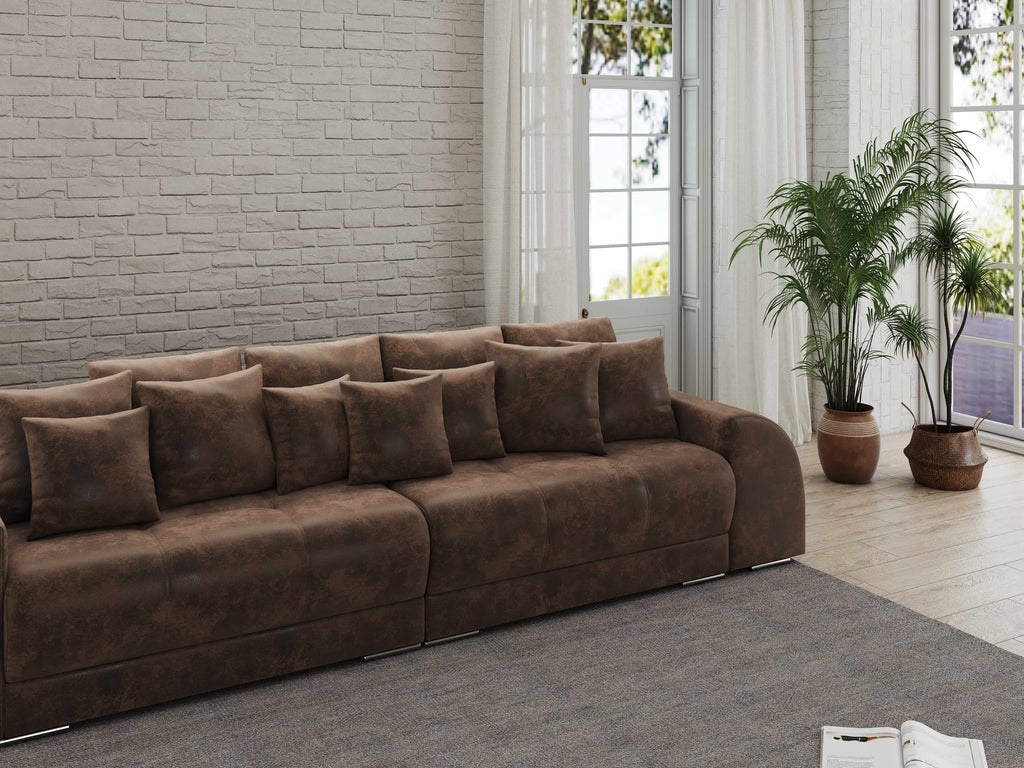 Canapea extensibilă dumonde cu 2 lăzi de depozitare si sezut confortabil din spuma high-density,Verona Madagaskar Brown 310x100 cm