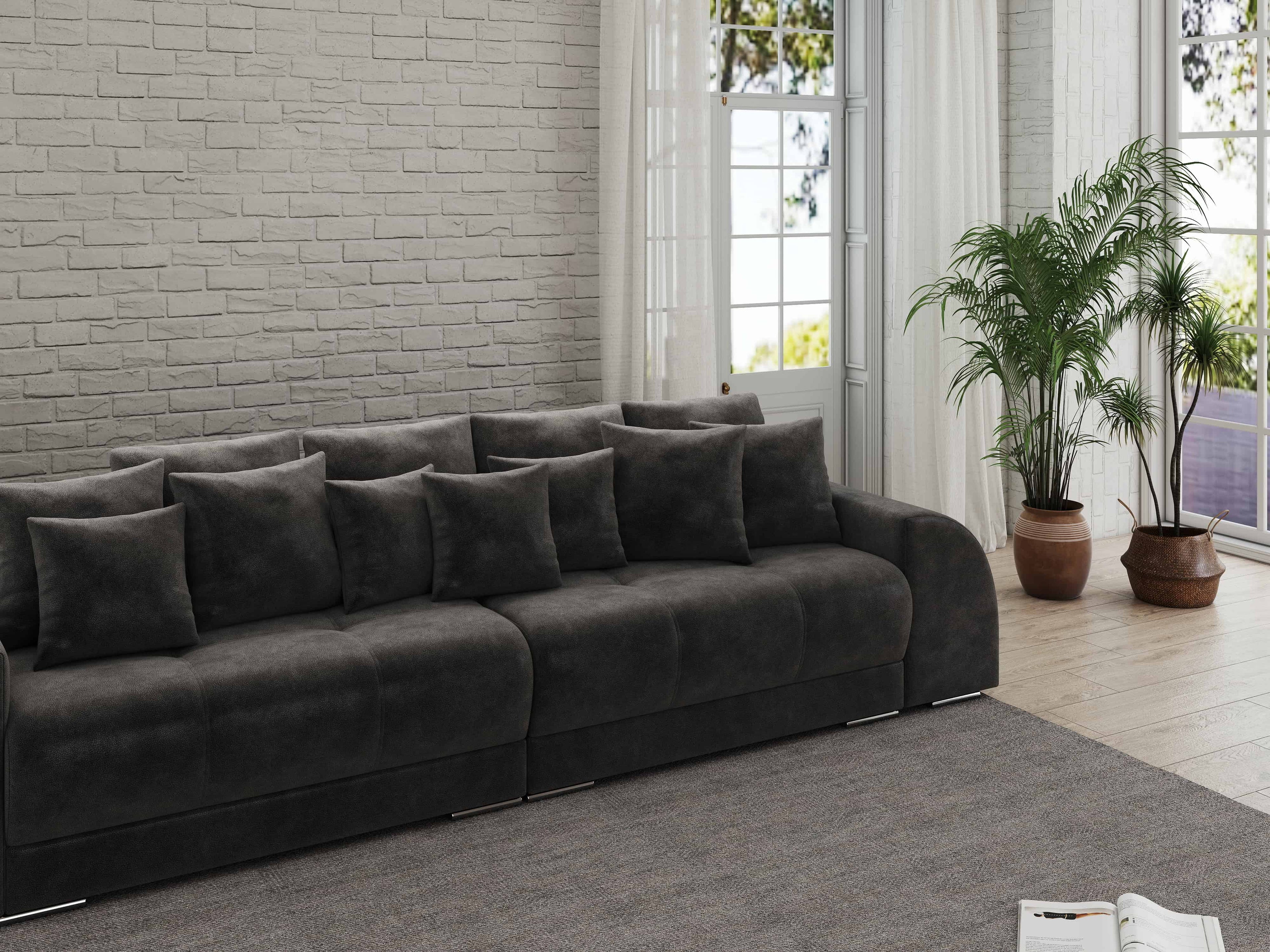 Canapea extensibilă dumonde cu 2 lăzi de depozitare si sezut confortabil din spuma high-density, Verona Tobago Anthracit 310x100 cm