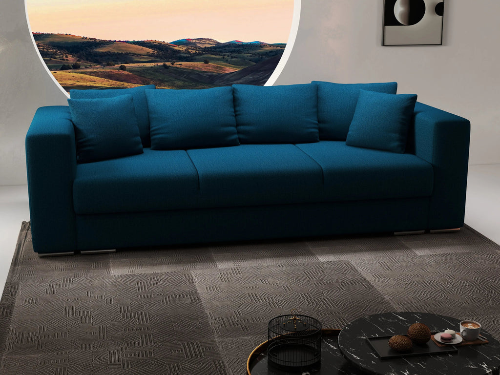 Canapea extensibilă dumonde cu ladă de depozitare si sezut confortabil din spuma high-density, Gloria Enjoy Petrol 240x100 cm