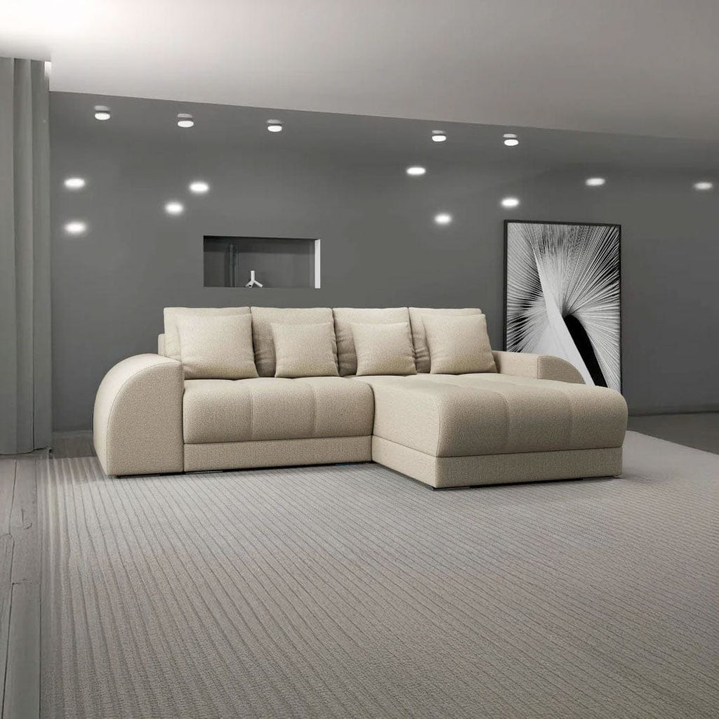 Colțar extensibil dumonde cu ladă de depozitare si sezut confortabil din spuma high-density, Verona Enjoy Camel II 290x185 cm