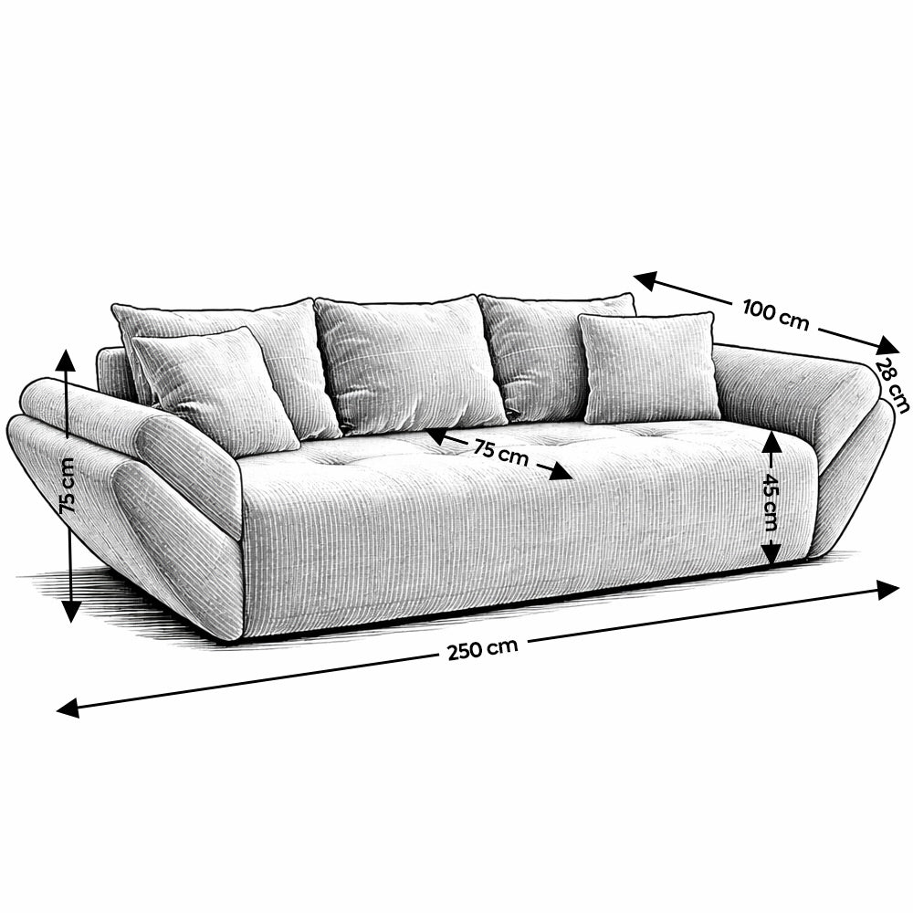 Canapea extensibilă dumonde cu ladă de depozitare si sezut confortabil din spuma high-density, Berlin Euphoria Dove 250x100 cm