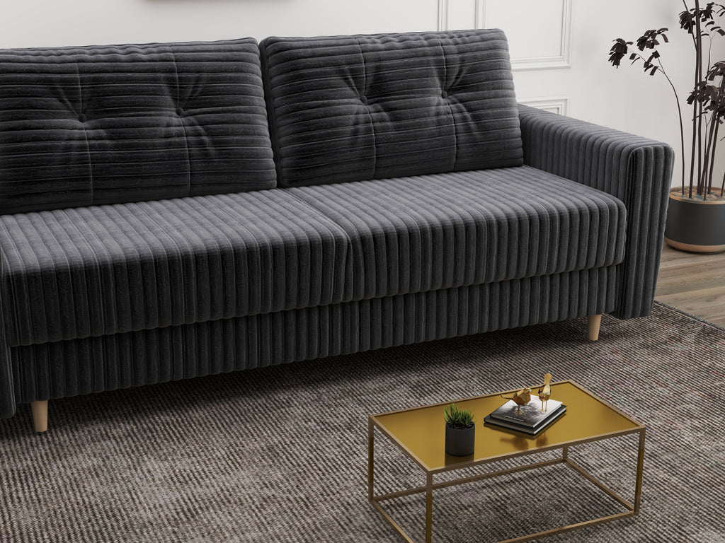 Canapea extensibilă dumonde cu ladă de depozitare si sezut confortabil din spuma high-density, Summer Ambience Gri 225x100 cm
