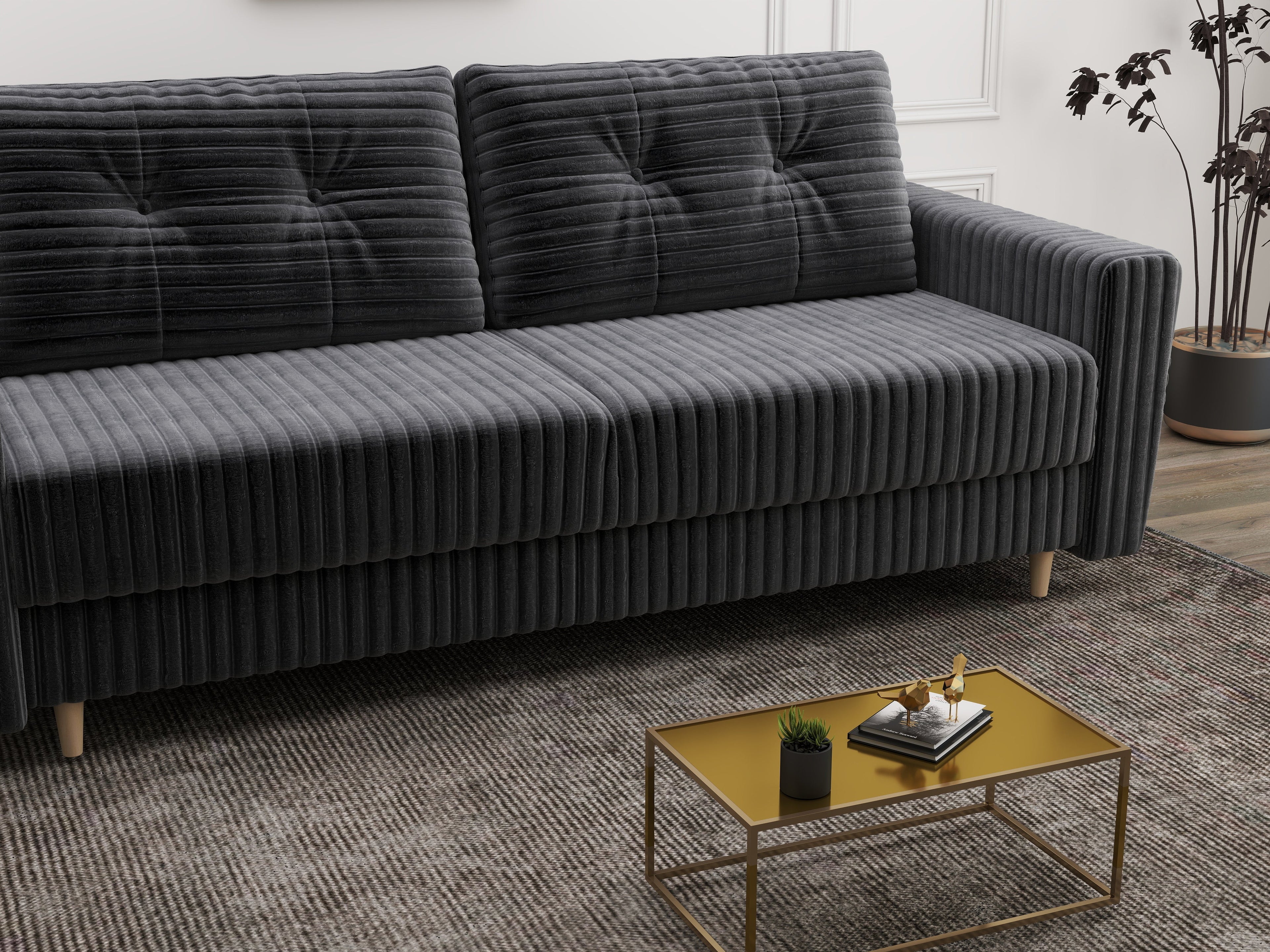 Canapea extensibilă dumonde cu ladă de depozitare si sezut confortabil din spuma high-density, Summer Ambience Gri 225x100 cm