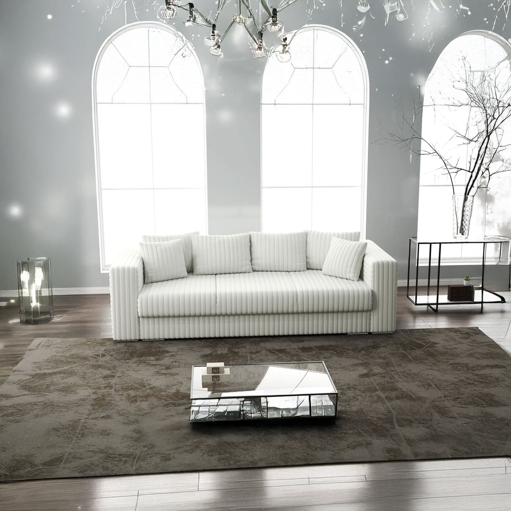 Canapea extensibilă dumonde cu ladă de depozitare si sezut confortabil din spuma high-density, Gloria Ambience Ivory 240x100 cm
