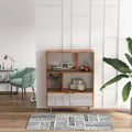 Vitrina din lemn masiv placat cu piatra, Elysium, 115x40xh150 cm, dumonde