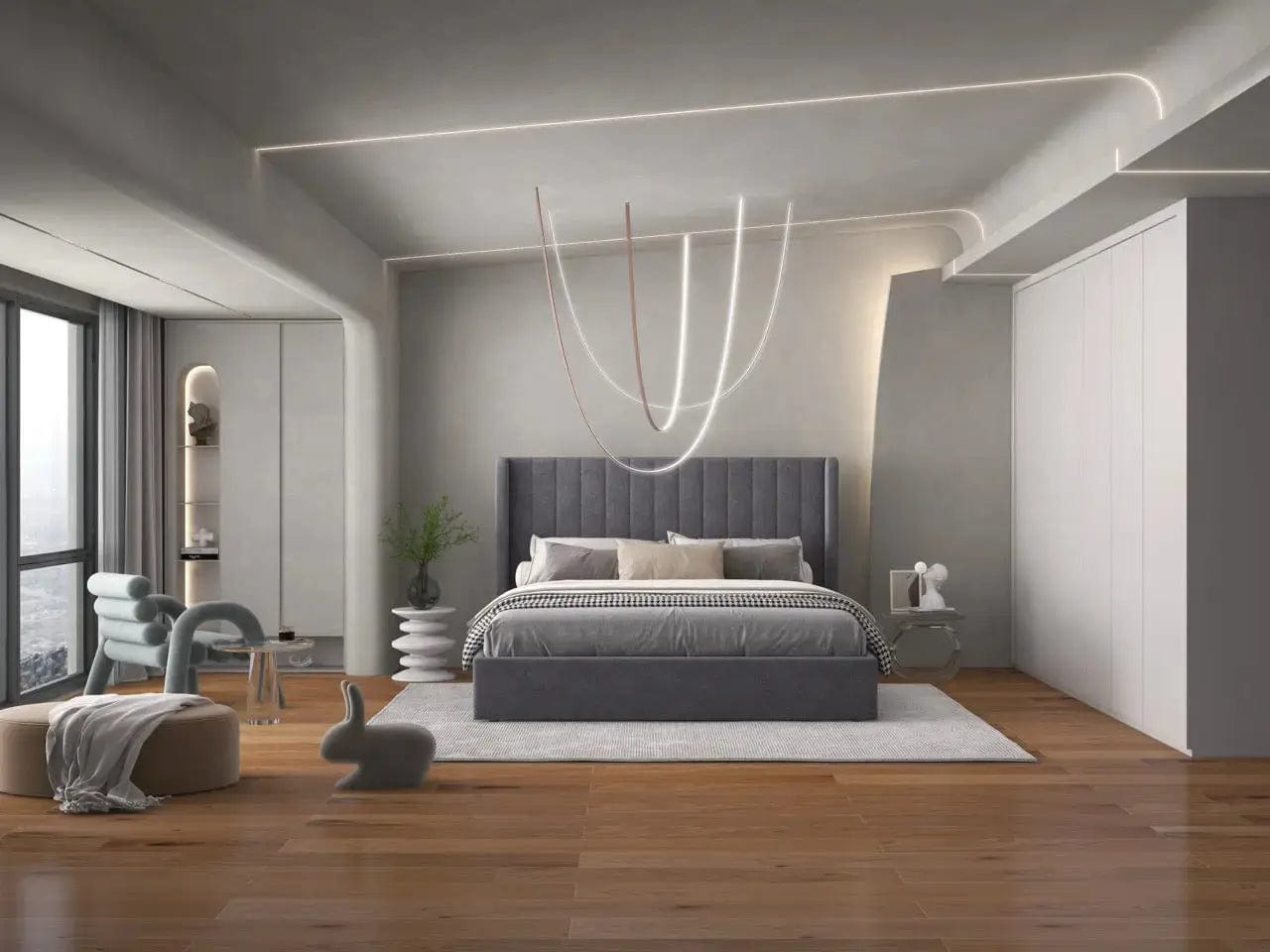 Pat dormitor dumonde, tapitat gri, Oslo 160x200 cm, somiera rabatabila inclusa, spatiu depozitare