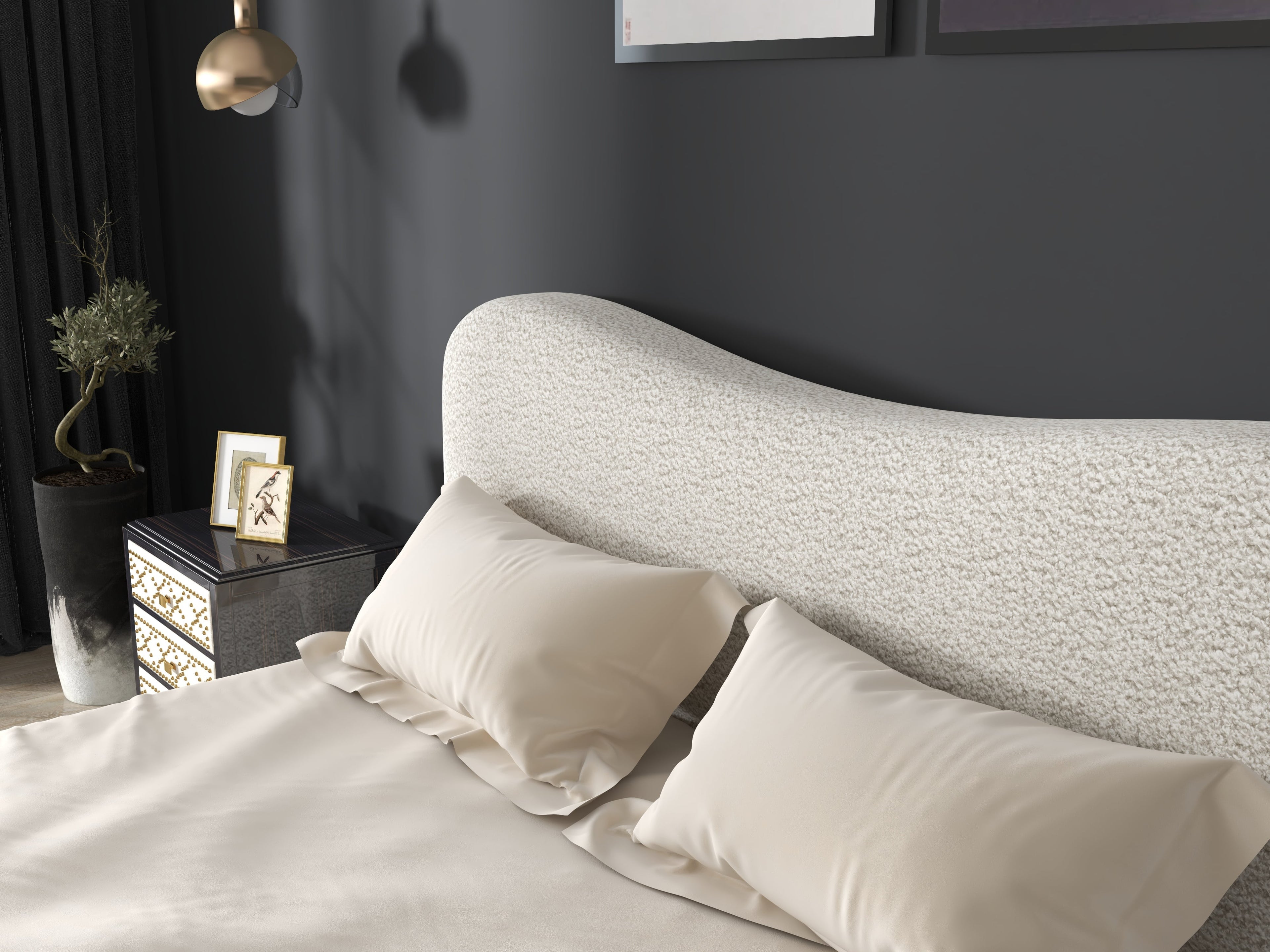 Pat dormitor dumonde, tapitat alb, Havana 180x200 cm, somiera rabatabila inclusa, spatiu depozitare