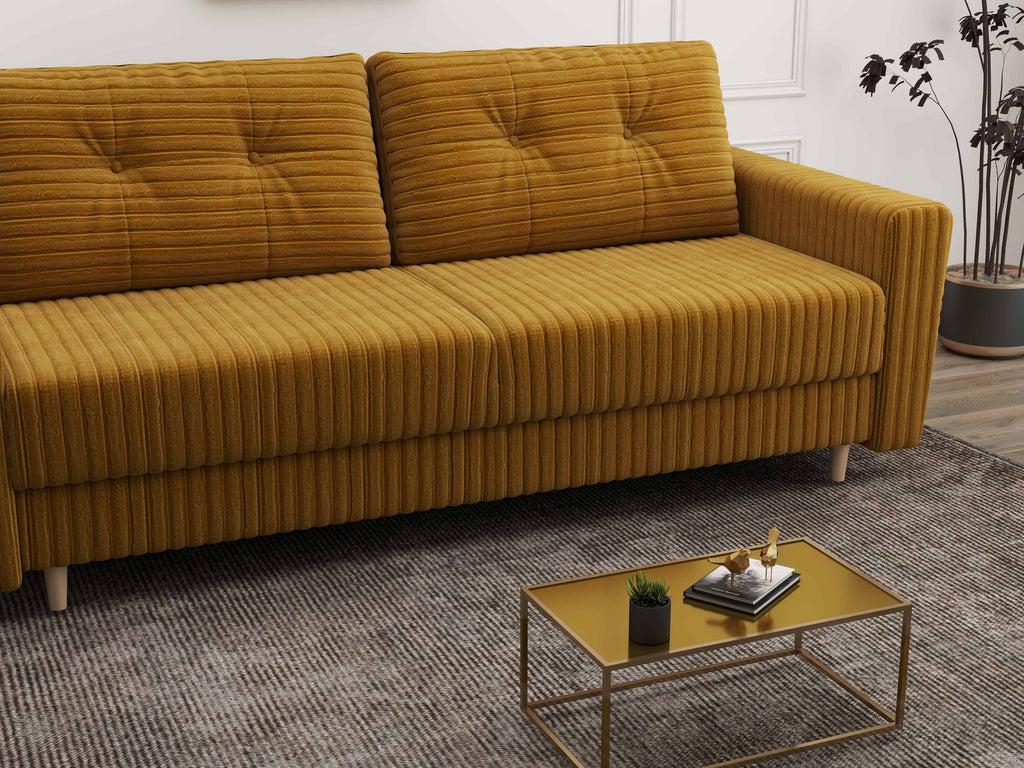 Canapea extensibilă dumonde cu ladă de depozitare si sezut confortabil din spuma high-density, Summer Ambience Mustar 225x100 cm