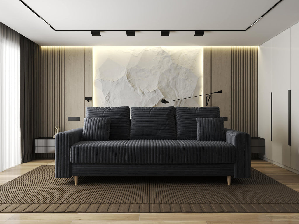 Canapea extensibilă dumonde cu ladă de depozitare si sezut confortabil din spuma high-density, Kronos Ambience Gri 210x100 cm